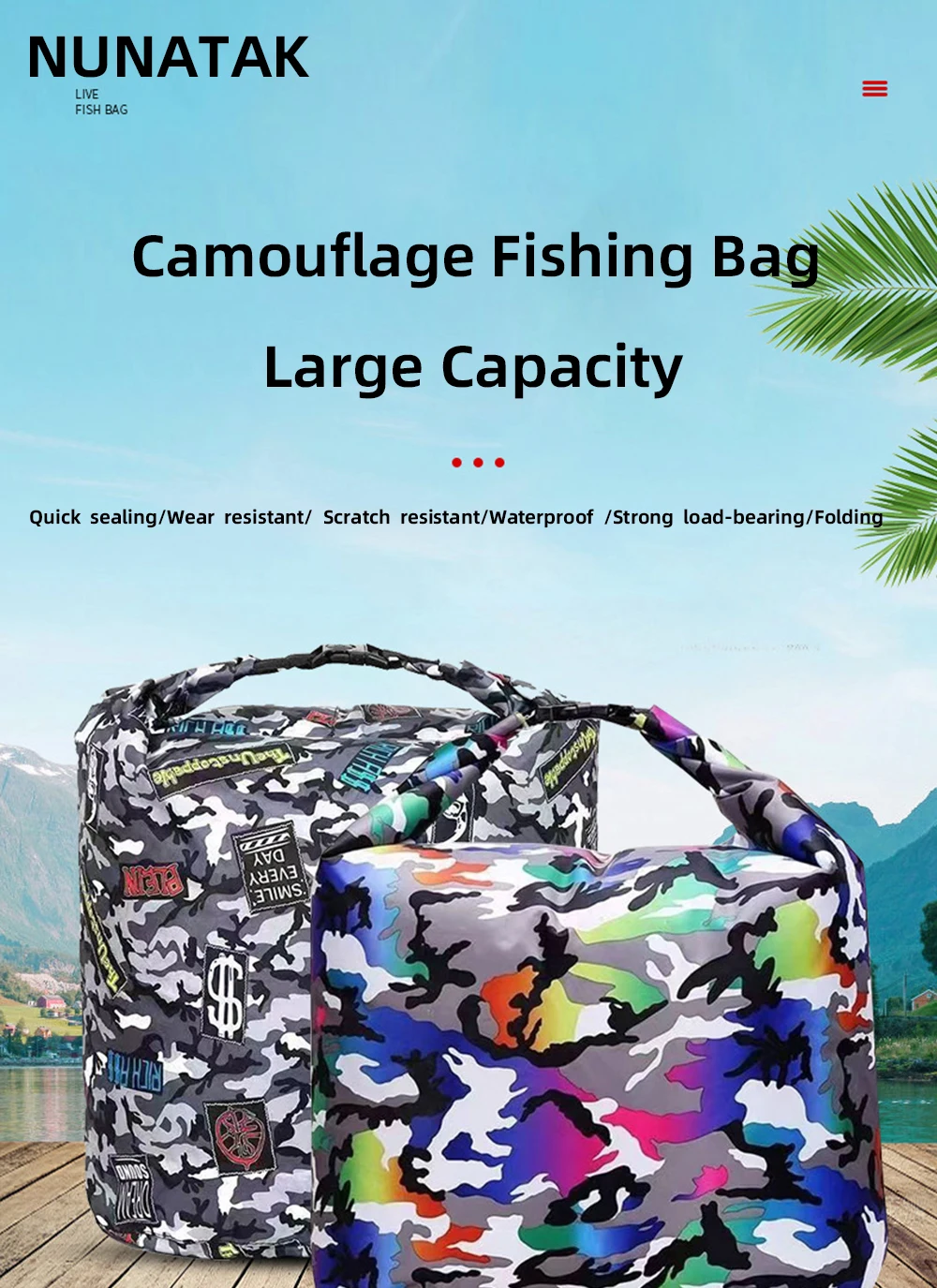 NUNATAK-bolsa de pesca EVA, bolsa de peces vivos, bolsa plegable impermeable, bolsa multifuncional, resistente a los arañazos, bolsa de pescado resistente al desgaste - imagen 4