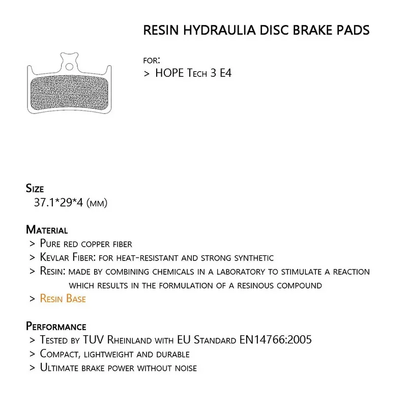 Pastillas de freno de bicicleta para Hope Tech Evo V4 E4, freno de disco hidráulico, 4 pares, 10 pares, 20 pares de resina negra - imagen 5