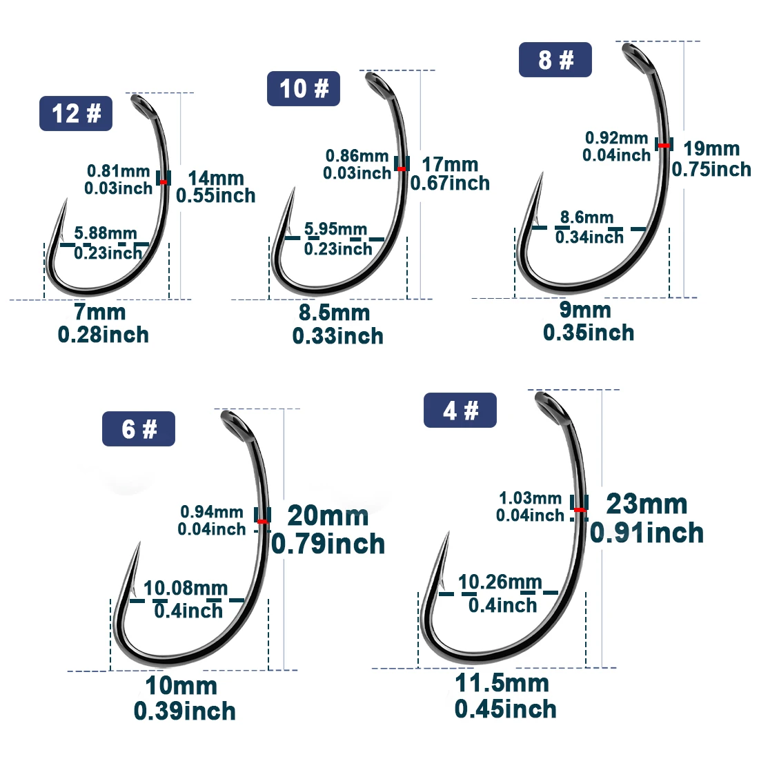 Anzuelos de carpa, 50 ~ 200 Uds., anzuelo de pesca con púas de acero rico en carbono, vástago curvo de huecos anchos, anzuelo para atar moscas, anzuelo para salmón y lubina de agua dulce - imagen 2