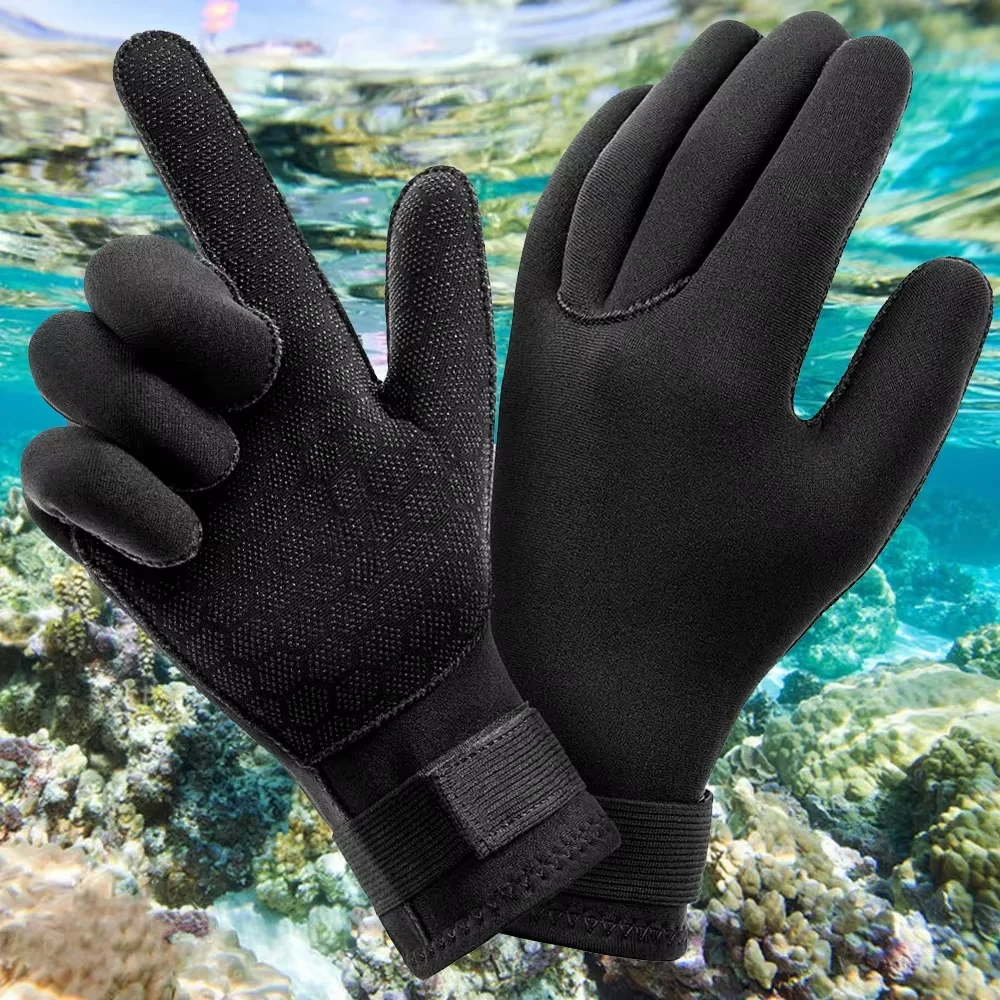 Guantes de buceo térmicos de invierno de 3mm para esquí al aire libre, pesca, senderismo, antideslizantes, impermeables, cálidos, compatibles con pantalla táctil