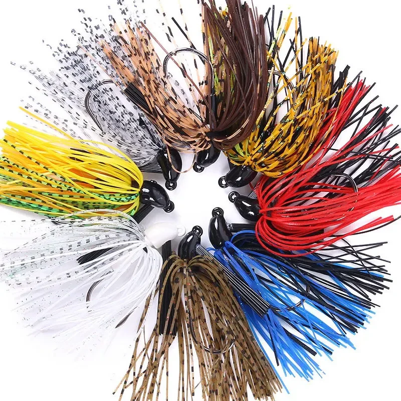 Señuelo giratorio Jig, cebo de pesca de 10g, falda, Barba, plantilla de goma, zumbador, cabeza de plantilla de natación para Lucio, Wobbler, anzuelos de pesca - imagen 3