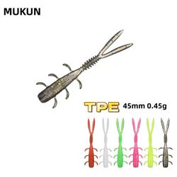 MUKUN 20 piezas TPE Mini gusano suave Señuelos de Pesca Jig Wobblers 0,45g/45mm cebos artificiales de silicona lubina carpa Pesca aparejos de Pesca