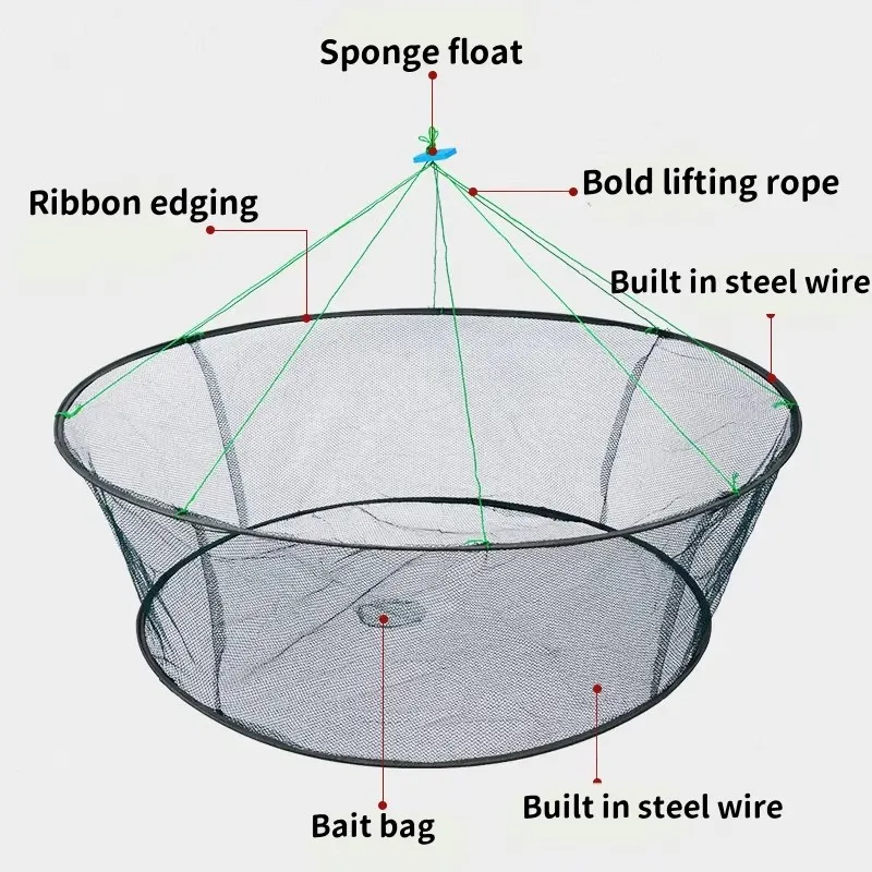 Red plegable eficaz resistente pesca camarones cangrejos boca suelta - imagen 2