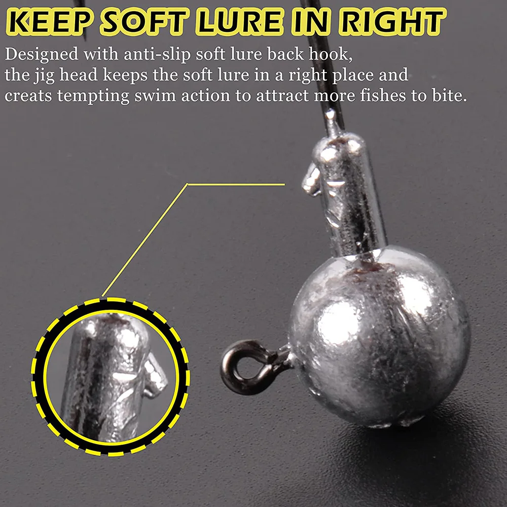 55 Uds. Anzuelos de pesca con cabezas de anzuelo, anzuelo de tipo Crappie sin pintar, anzuelos de gusano de fútbol, anzuelo de pesca con señuelo suave para lubina, trucha, suelo, agua salada - imagen 3