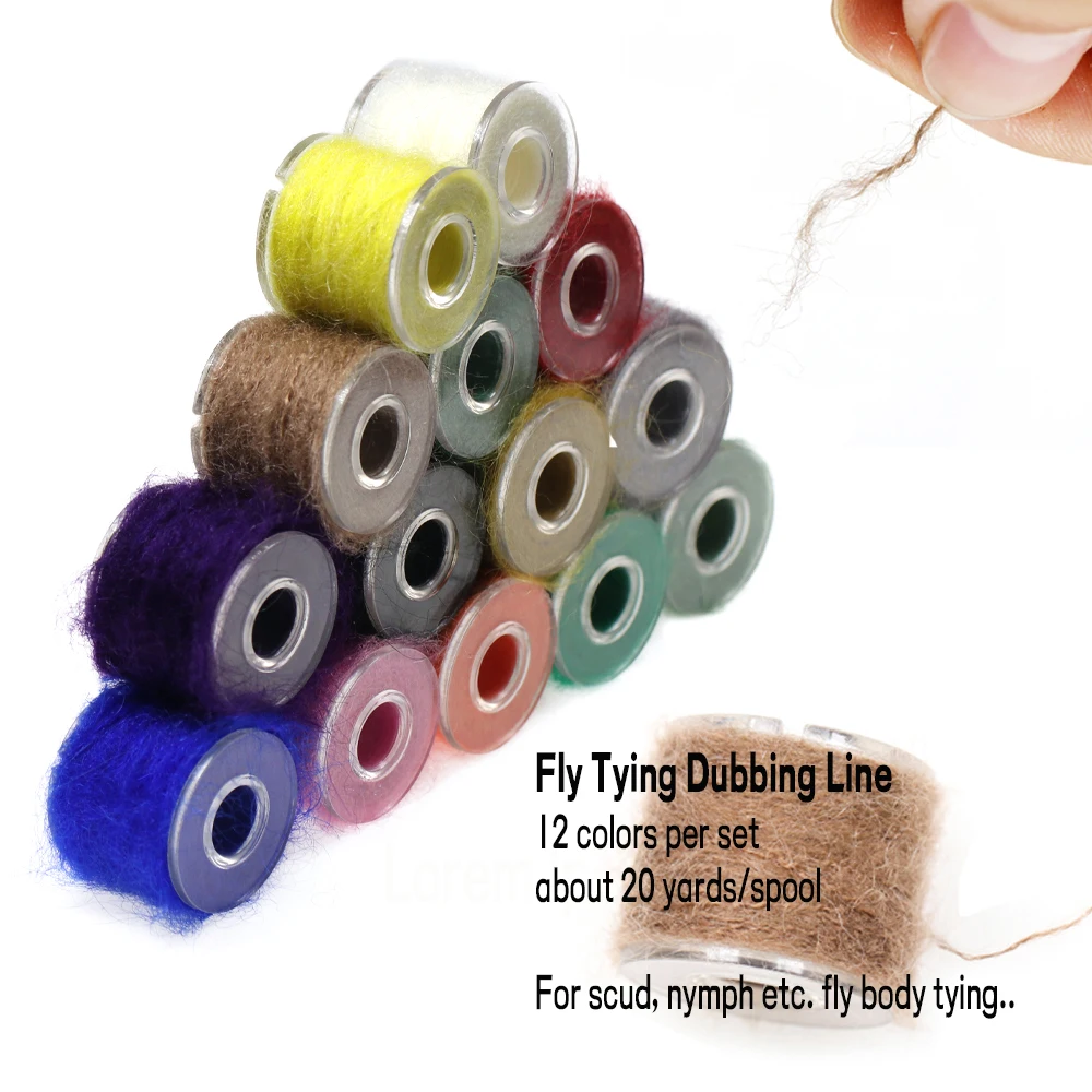 Pelo de piel de zorro mezclado de 12 colores para atado de moscas, cebo Streamer, pescado, hilo de fibra fina Natural, hilo de envolver doblado, Material para atar moscas - imagen 3