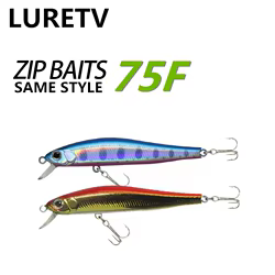 LURETV ZIPBAITS MUE STYLE 75F señuelo Hardbait Agua hundida Mino BAITS Rigger Stream Mandarin Fish9075