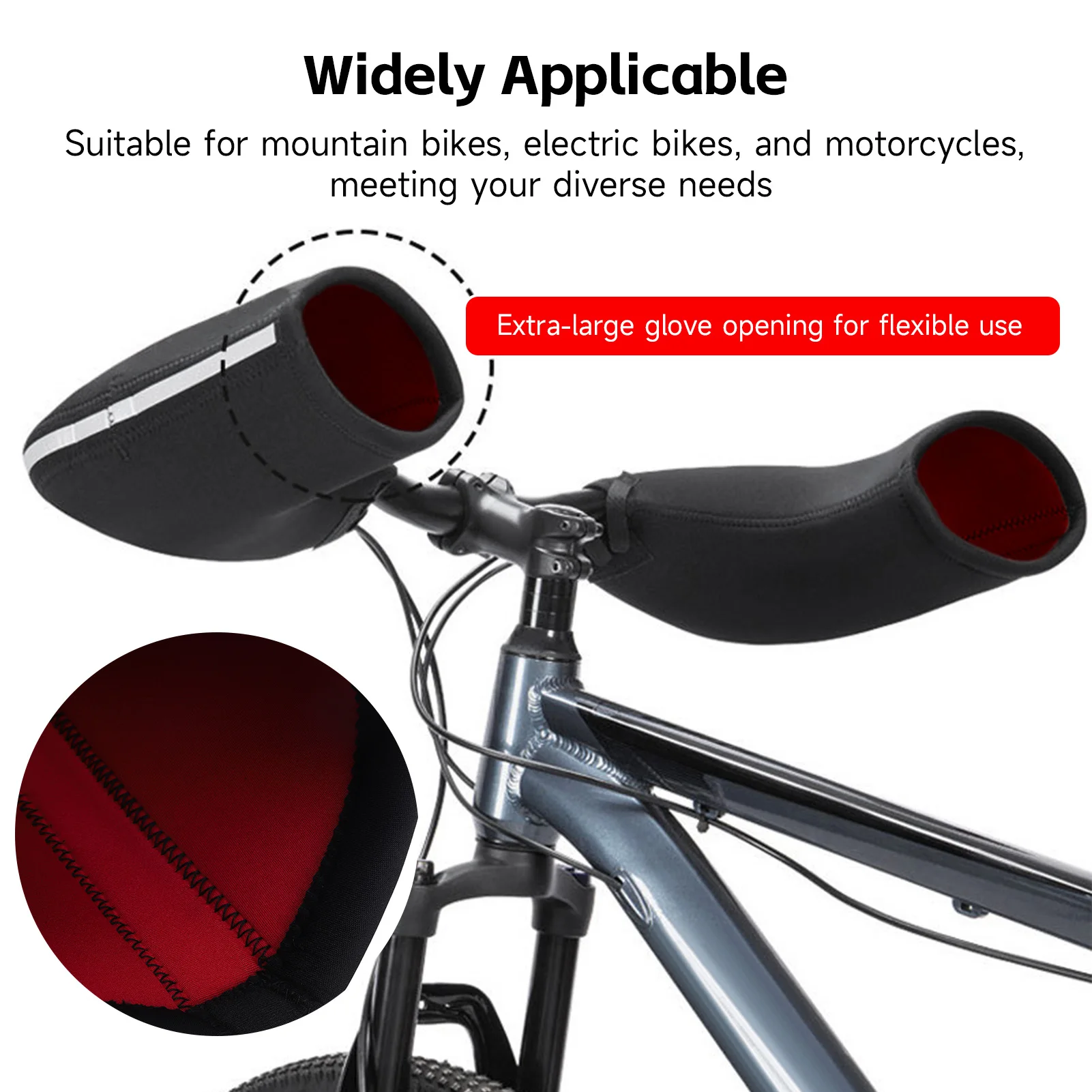Cubierta para manillar de bicicleta, guantes calentadores de manos para montar en clima frío de invierno, resistentes a la lluvia y al viento - imagen 5