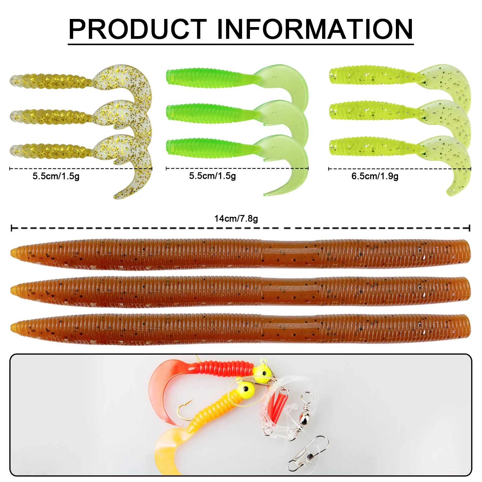 Free Fisher Kit de señuelos de mar con plomos y Jig Head vinilo - imagen 2