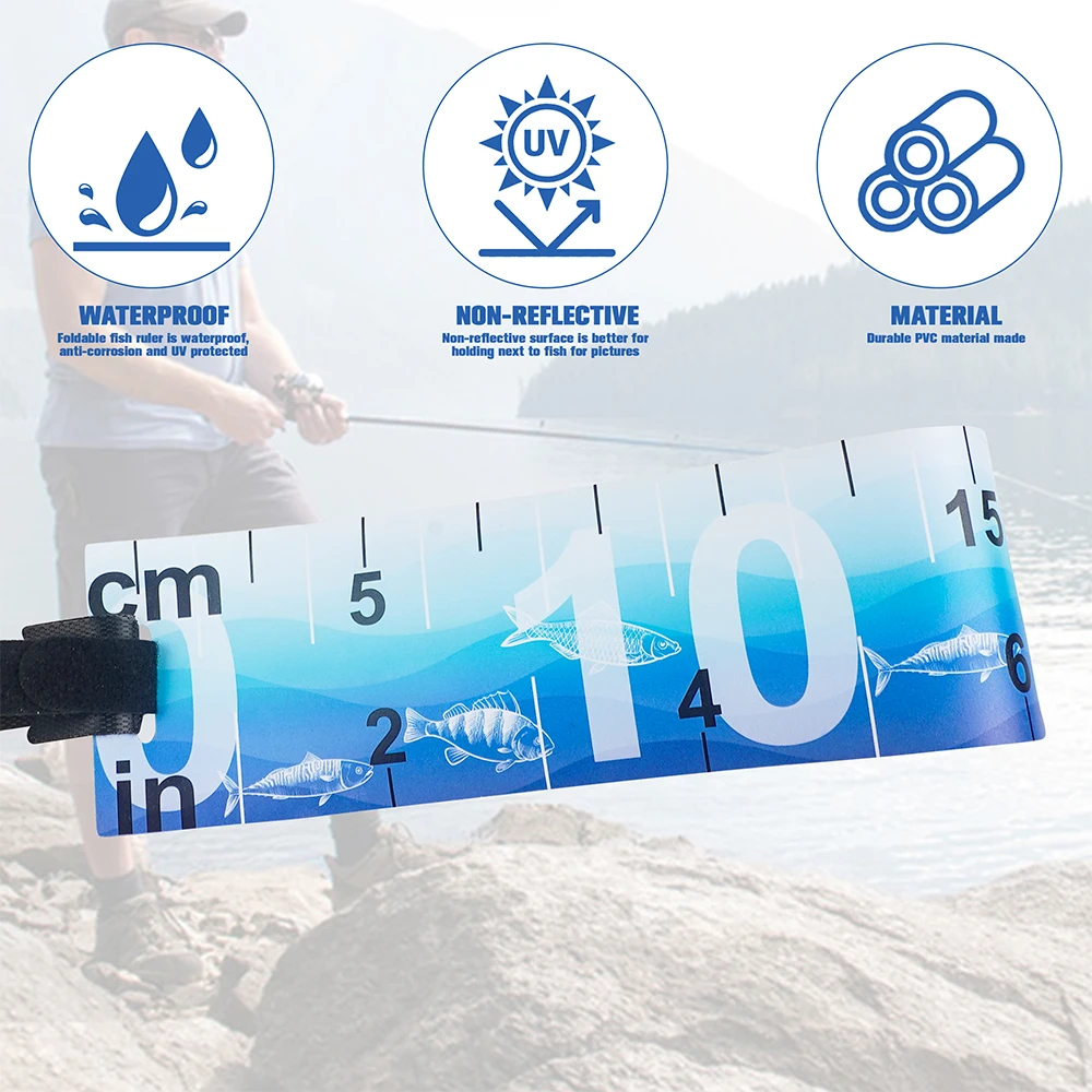 Regla medidora de peces impermeable, cinta métrica plegable para pesca, pegatina, accesorios de pesca, aparejos para agua dulce y salada, 1 Uds. - imagen 4