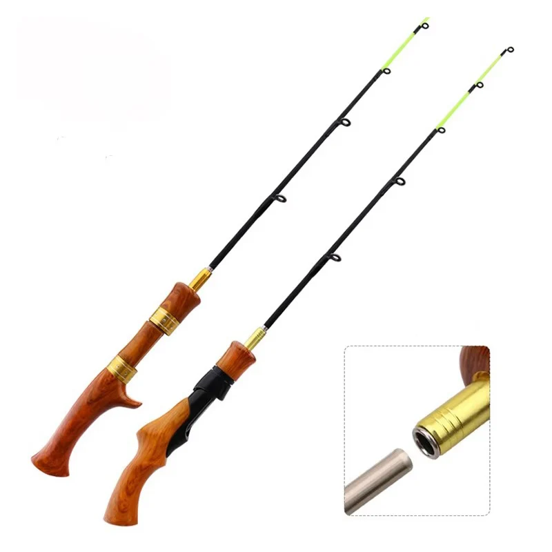 WEIHE-Mini caña de pescar telescópica de hielo, portátil, de fibra de carbono, para Río, camarón, carpa, 62cm - imagen 5