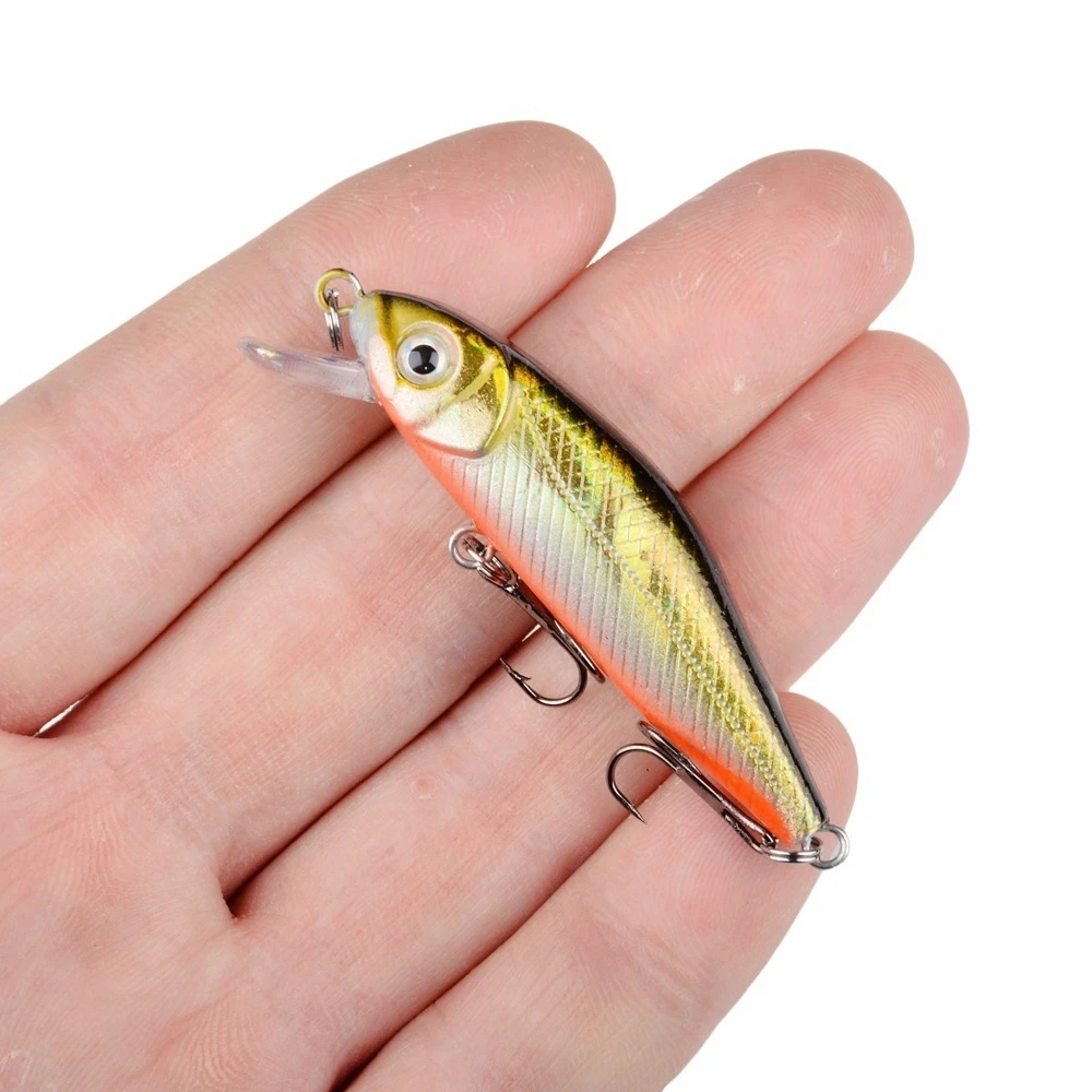 1 Uds señuelo de pesca Minnow 6cm 4,6g cebo Artificial duro flotante Crankbait Wobblers ojos 3D lubina Lucio carpa aparejos de pesca - imagen 4