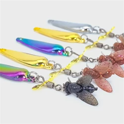 Señuelo giratorio de Metal Artificial, cebo falso con mosca 3D simulado para carpa, crucian, Tilapia, lubina, brillo de cabeza grande, 5 uds.