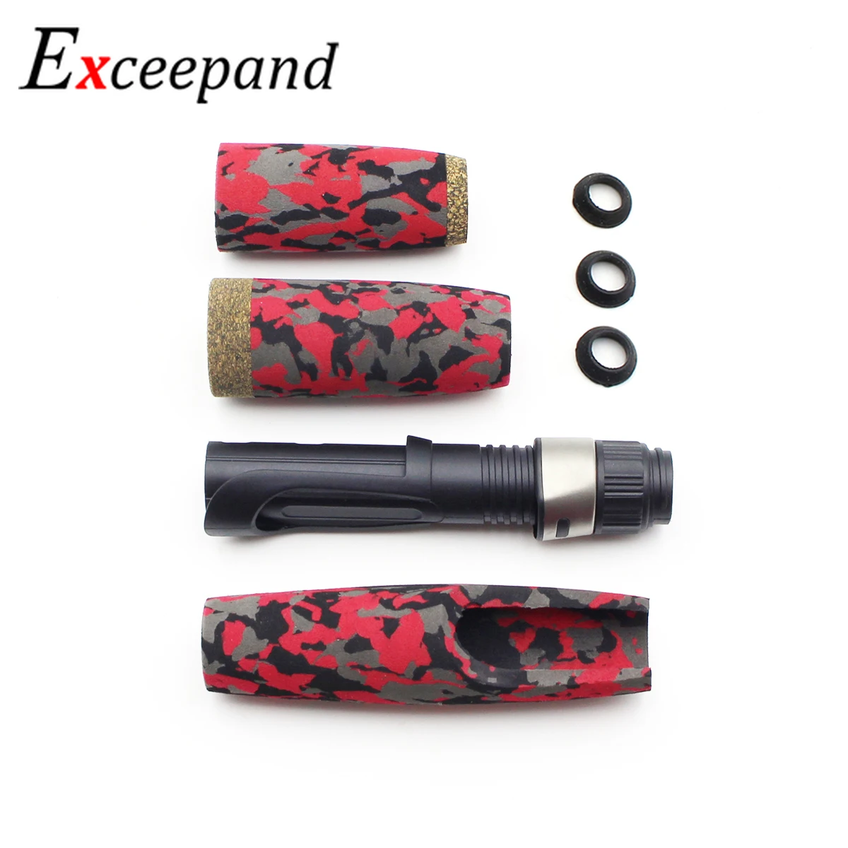 Exceepand rojo verde CAMO EVA mango de caña de pescar giratoria piezas de agarre dividido componente de varilla de reparación DIY para actualización de Lucio - imagen 5