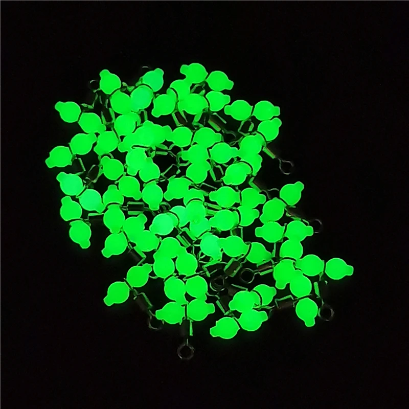 100 Uds. Giratorios de pesca duraderos luminosos de 3 vías accesorios de pesca en el mar conector giratorio anzuelo de pesca en el mar tamaño L S - imagen 2