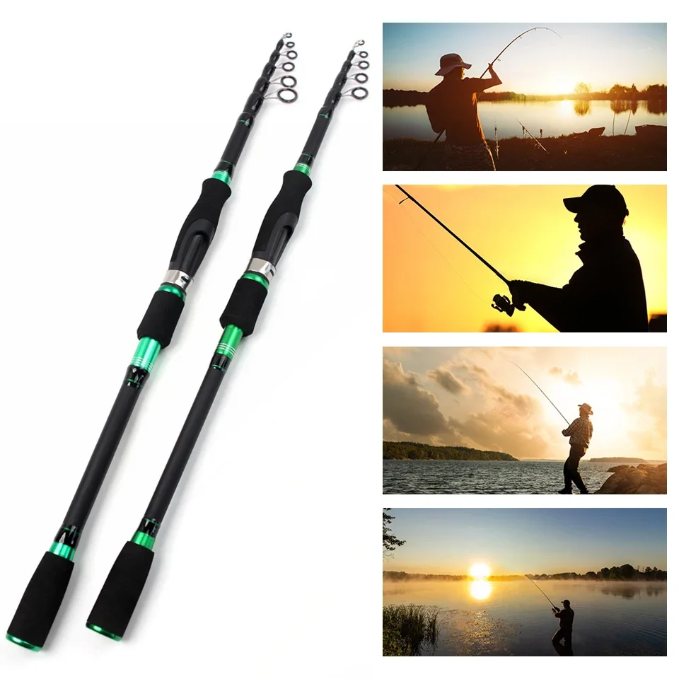 Caña de pescar telescópica duradera: hecha de fibra de carbono de alta densidad, con guías y articulaciones reforzadas, un aparejos de pesca profesionales - imagen 2