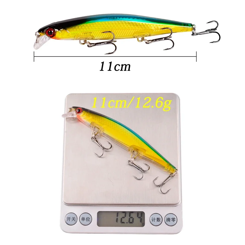 Señuelos de pesca 11cm 12,5g Wobblers de pececillo hundido cebos artificiales de plástico con 3 ganchos para lubina Lucio carpa Swimbait aparejos de pesca - imagen 5