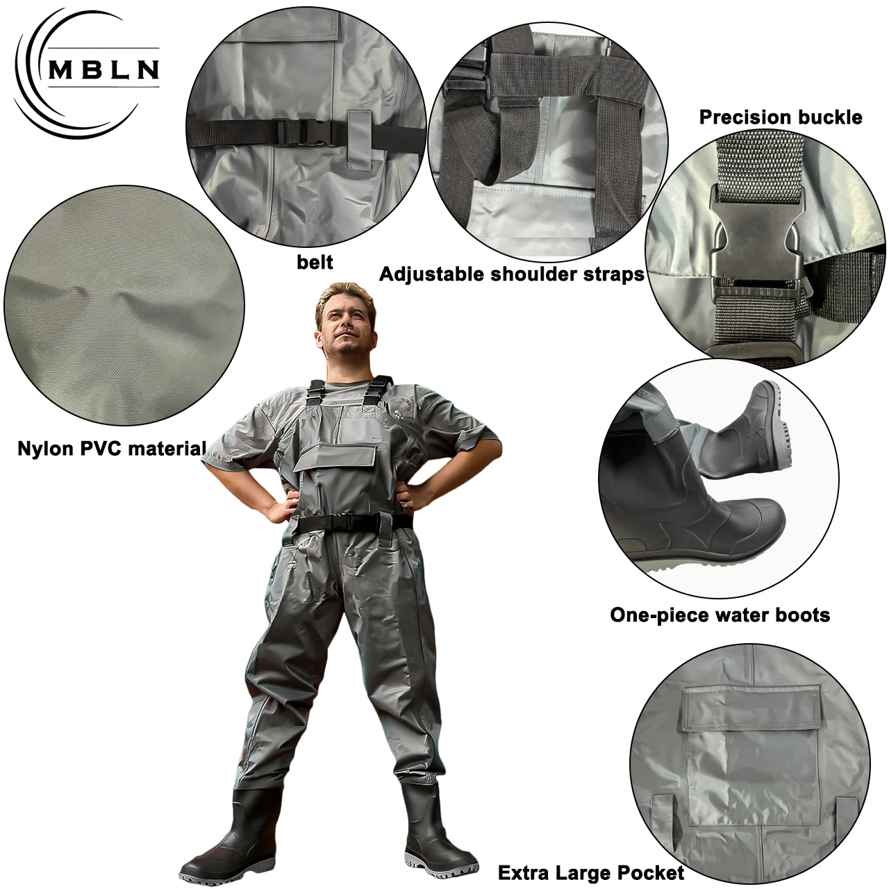 Pantalones impermeables transpirables 170T de nailon con correas - imagen 5