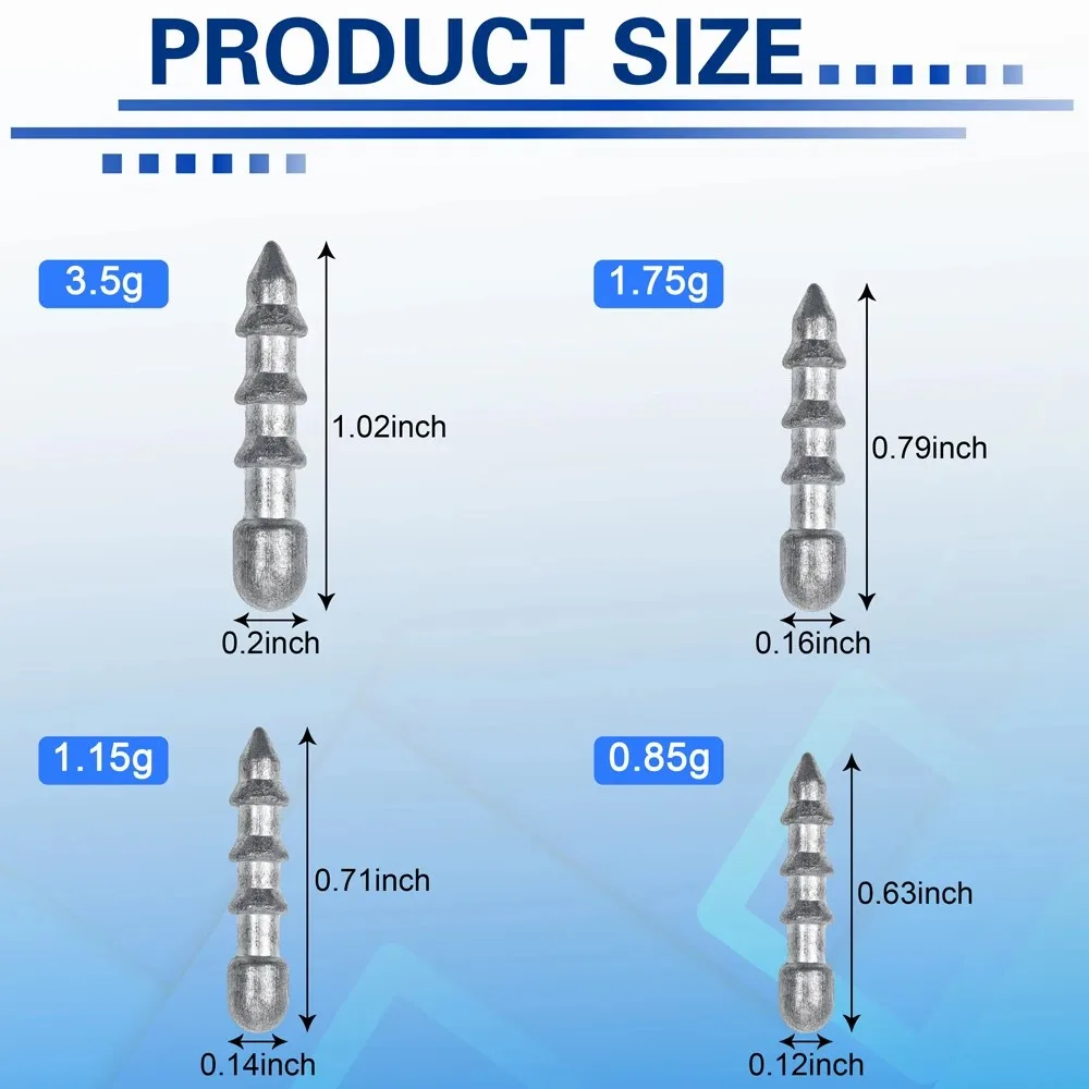 Kit de pesas de uñas de pesca, 16 piezas, gusano loco, pesas de inserción, pesas de Pesca, Señuelos de gusanos blandos - imagen 2