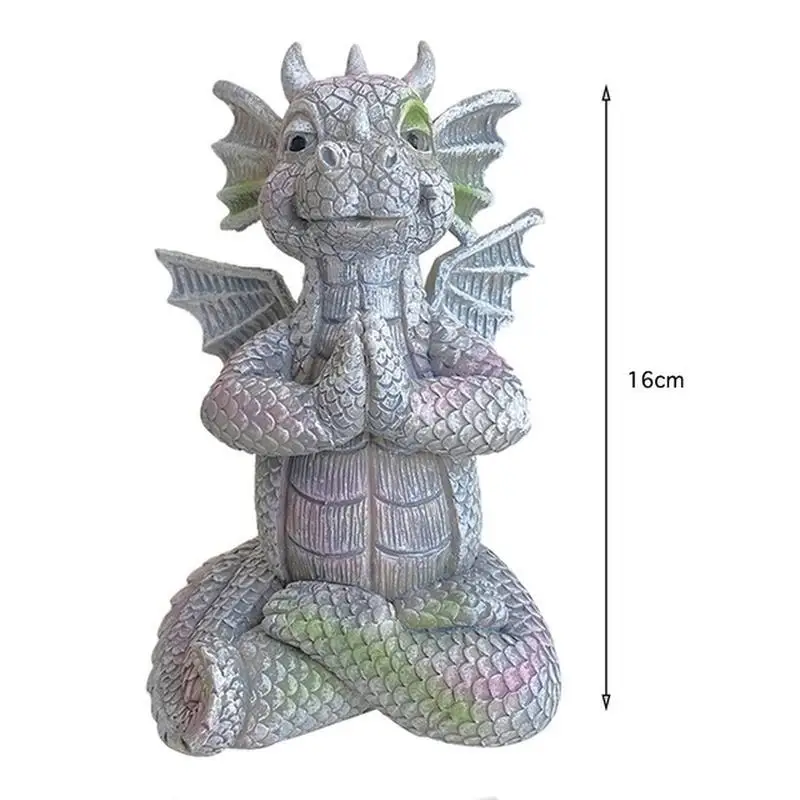Estatua de dragón meditando con iluminación LED 2026 de resina decorativa - imagen 5