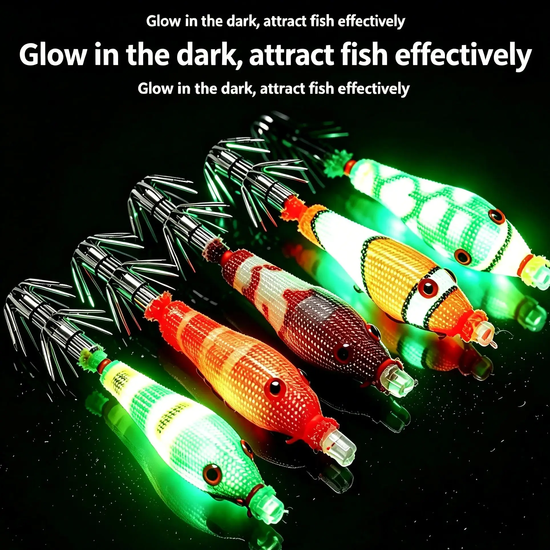 Señuelos para calamar luminosos brillan en oscuridad, tubo soplado - imagen 2