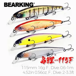 Bearking 11,5 cm 16g señuelo de pesca de calidad profesional caliente, cebo de manivela Wobblers Minnow excelente pintura