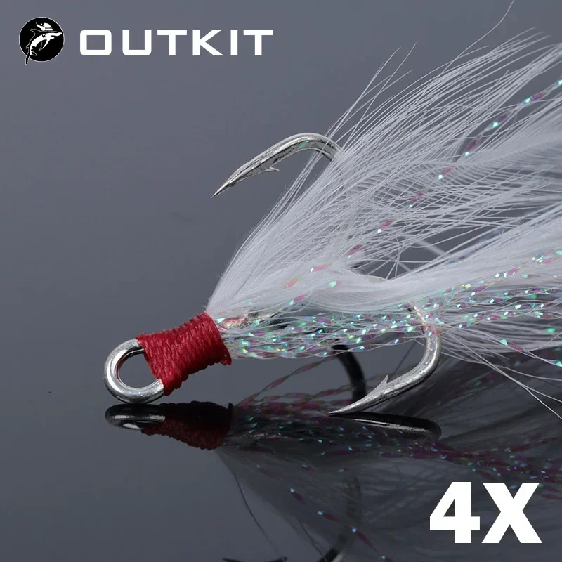Anzuelos Triples Outkit con Pluma – Acero Carbono 4X - imagen 2