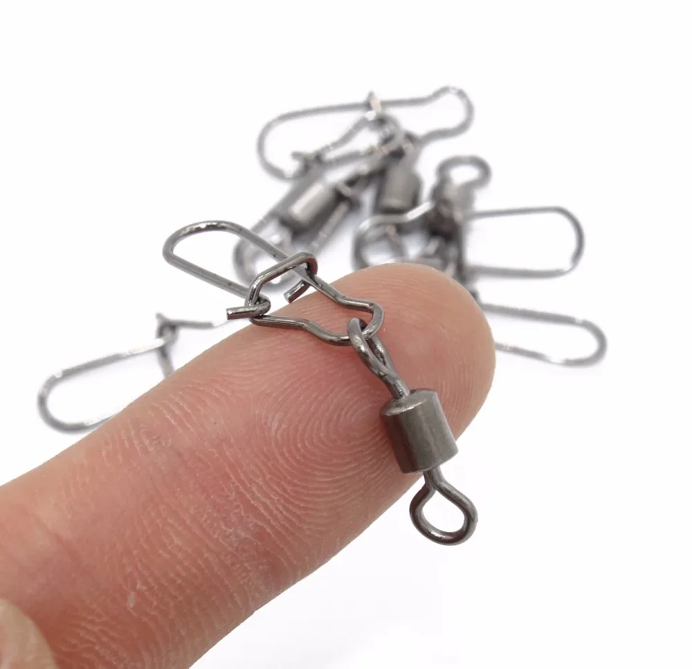 LEOSPORT-Pin de conector de pesca, rodamiento giratorio de acero inoxidable con broche de señuelo de anzuelo, 50 unidades por lote, 2 #4 #6 #8 # - imagen 2
