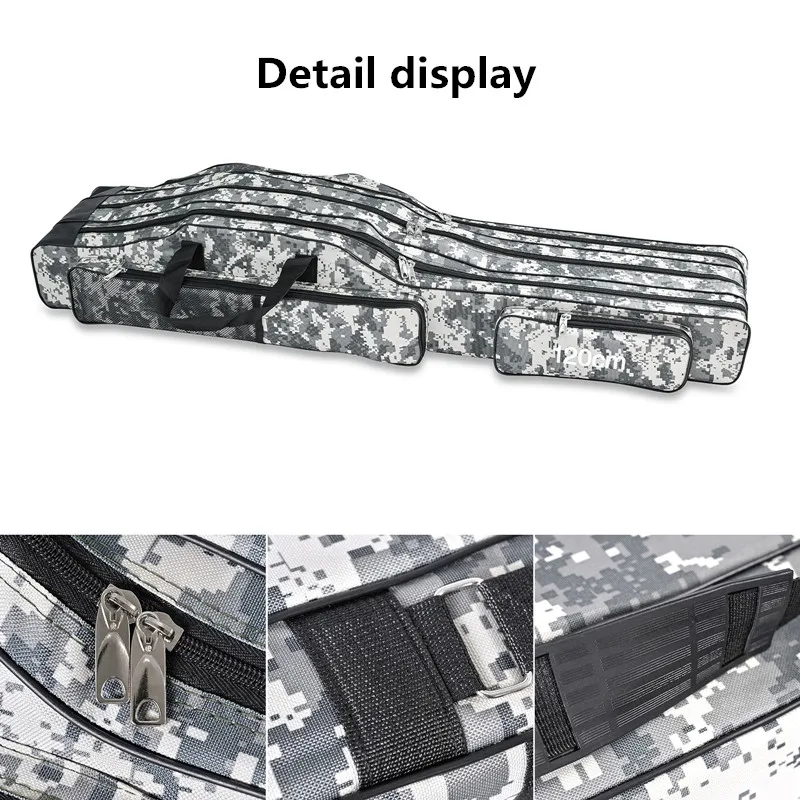 Bolsa de pesca de mar plegable de tres capas de 1,2 m/1,5 m, bolsa de caña de pescar de doble hombro, kit de herramientas para almacenamiento al aire libre - imagen 3