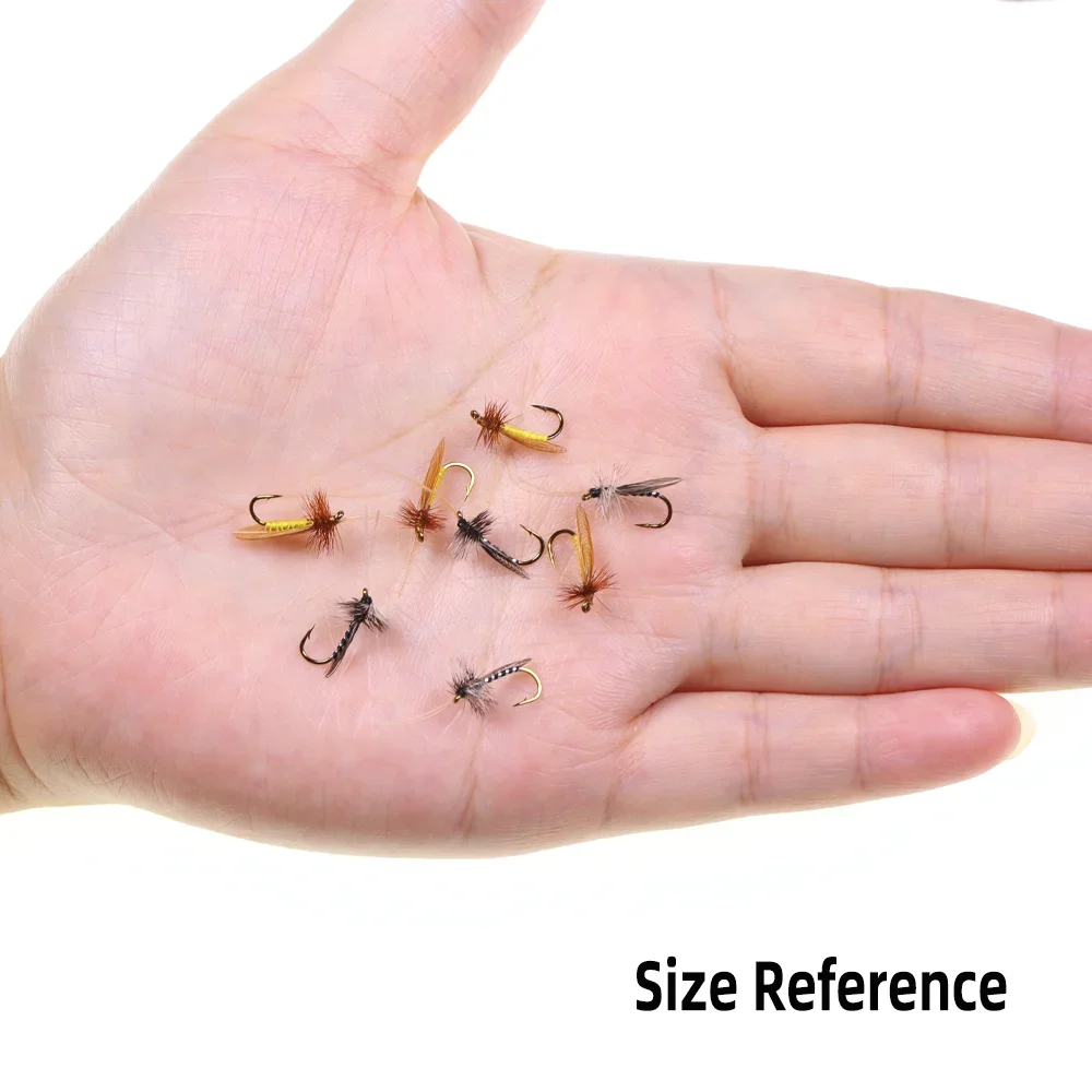 Wifreo-cebos de pesca con mosca seca para adultos, cebos artificiales de 6 piezas, mosca seca, trucha, lubina, perca, señuelo de pesca de grises, #14 - imagen 5