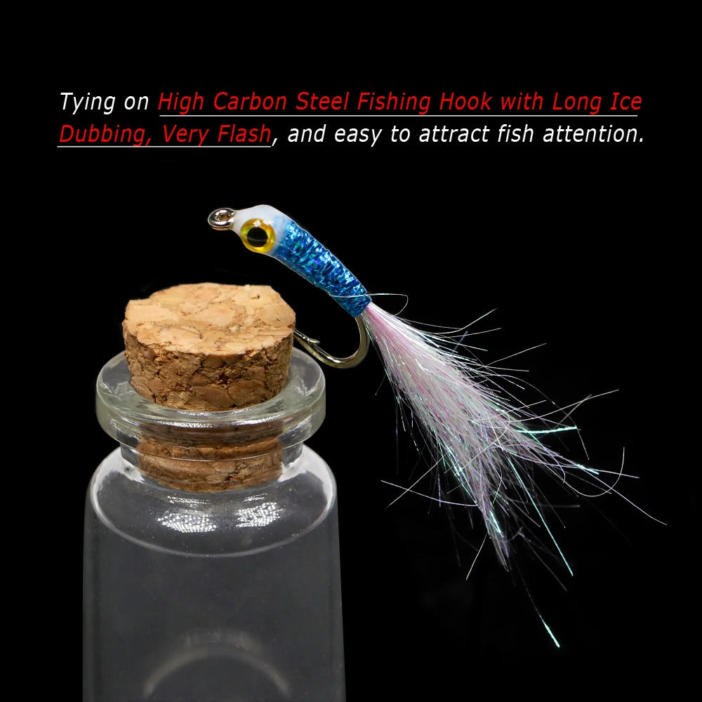 Bimoo, 6 uds., ojos de pez 3D, doblebado de hielo blanco, serpentinas de pececillo epoxi, mosca para lubina, trucha, agua de mar, pesca de agua dulce, moscas, cebos de señuelo - imagen 4