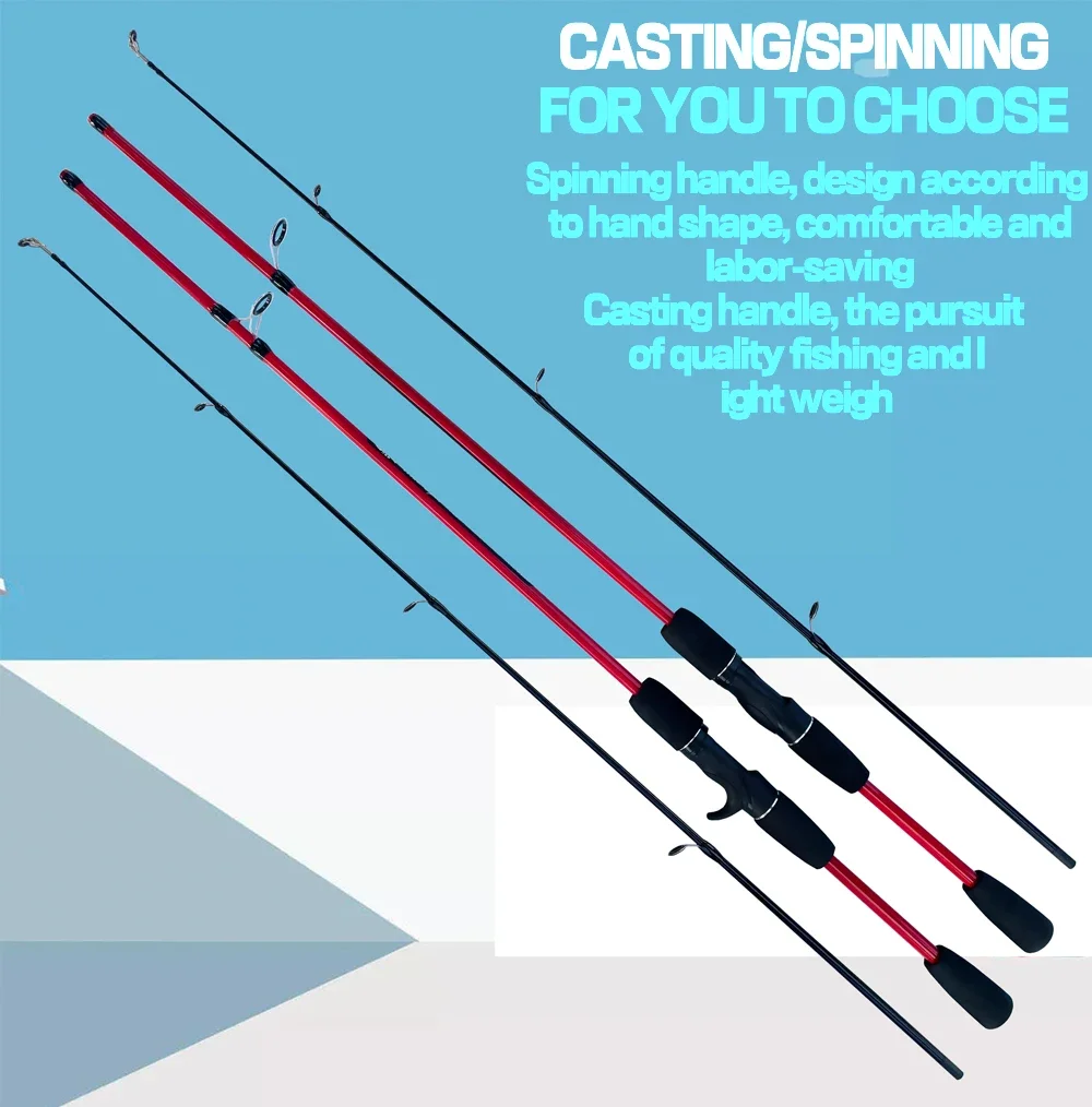 Caña de pescar giratoria y fundida de carbono, 2 secciones para río, lago, depósito, estanque, corriente, juego de luz, plantilla - imagen 2