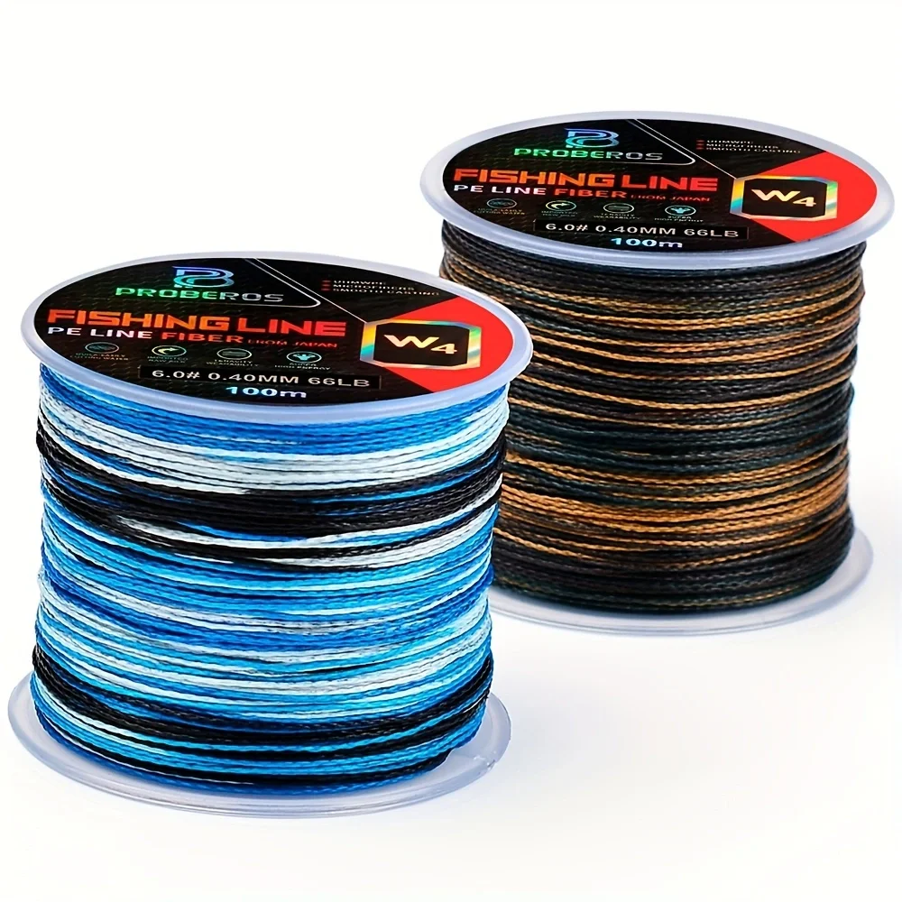 Línea de pesca trenzada resistente a la abrasión de 4 hebras, 18LB-66LB, camuflaje azul, línea de pesca resistente y duradera para todos los pescadores, 1 ud. - imagen 5
