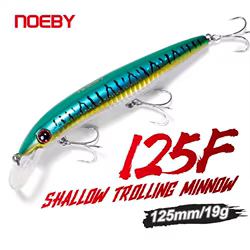 Señuelo de pesca Noeby Minnow, 125mm, 19g, pececillo de curricán flotante poco profundo, nuevo cebo duro Artificial, Señuelos de pesca de orilla de Chile