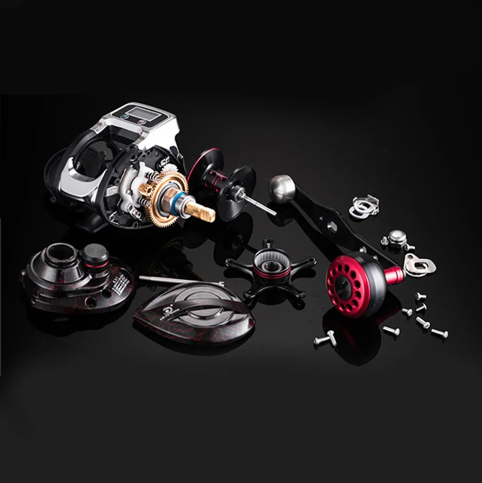 Carrete de Baitcasting de Metal, contador de línea, pantalla Digital LED, carrete de señuelo, cebo de pesca, carrete de pescado de fundición, carga USB de litio - imagen 4