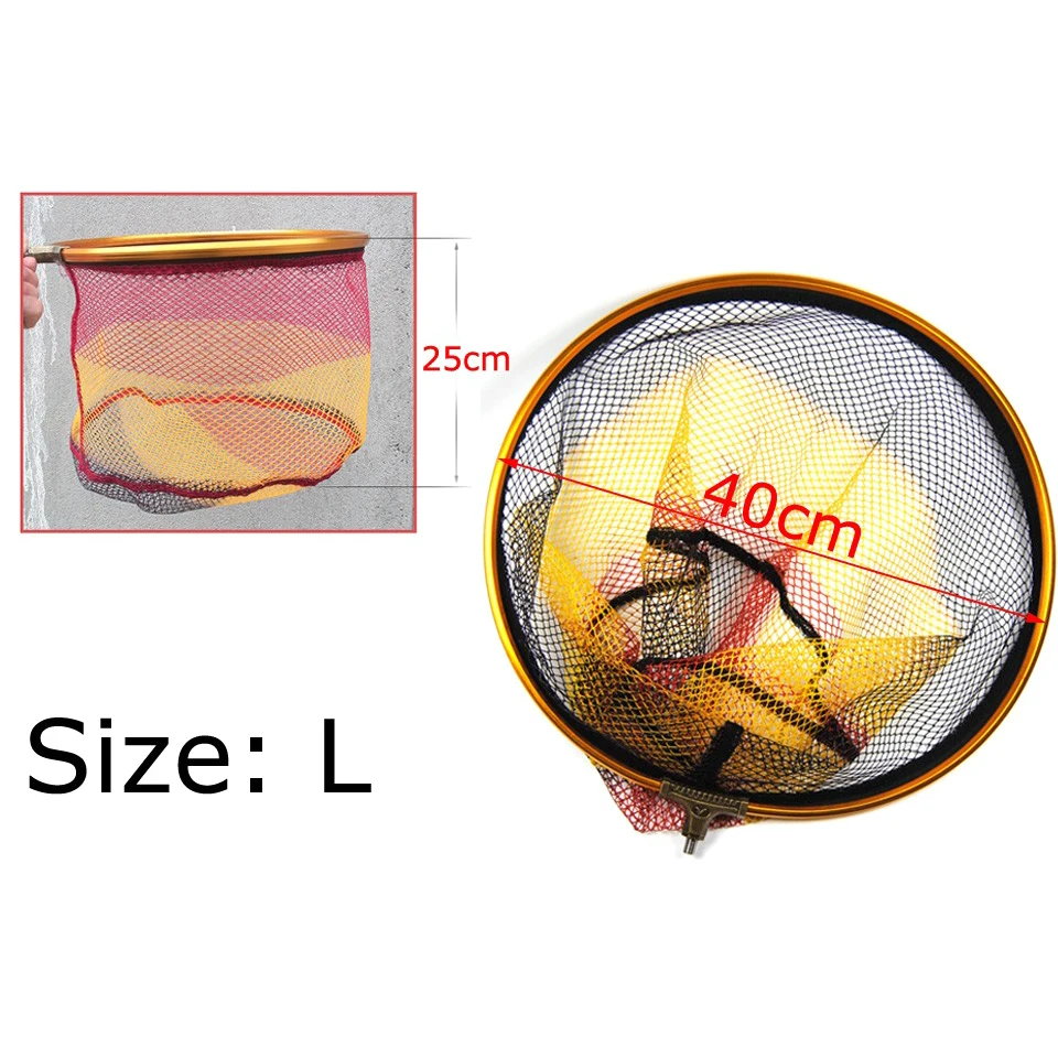 Cabezal de red de aterrizaje redondo para pesca de carpa, pieza de repuesto con hilo macho de 8mm, malla de 5X5mm de diámetro, 30cm, 35cm, 40cm, 1 piezas - imagen 4