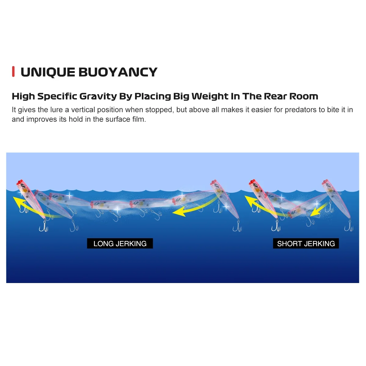 Señuelo de pesca Noeby Popper, 165mm, 68g, Topwater Walker, Jerkbait giratorio, 4 ganchos, cebo duro Artificial, juego grande, Señuelos de pesca de atún - imagen 5