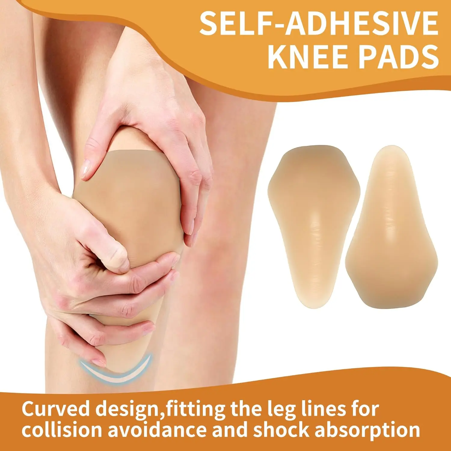 Rodillera autoadhesiva, Protector de rodilla de silicona suave y cómodo para correr, esquiar, patinaje, juegos de pelota, ropa protectora deportiva, 2 uds. - imagen 3