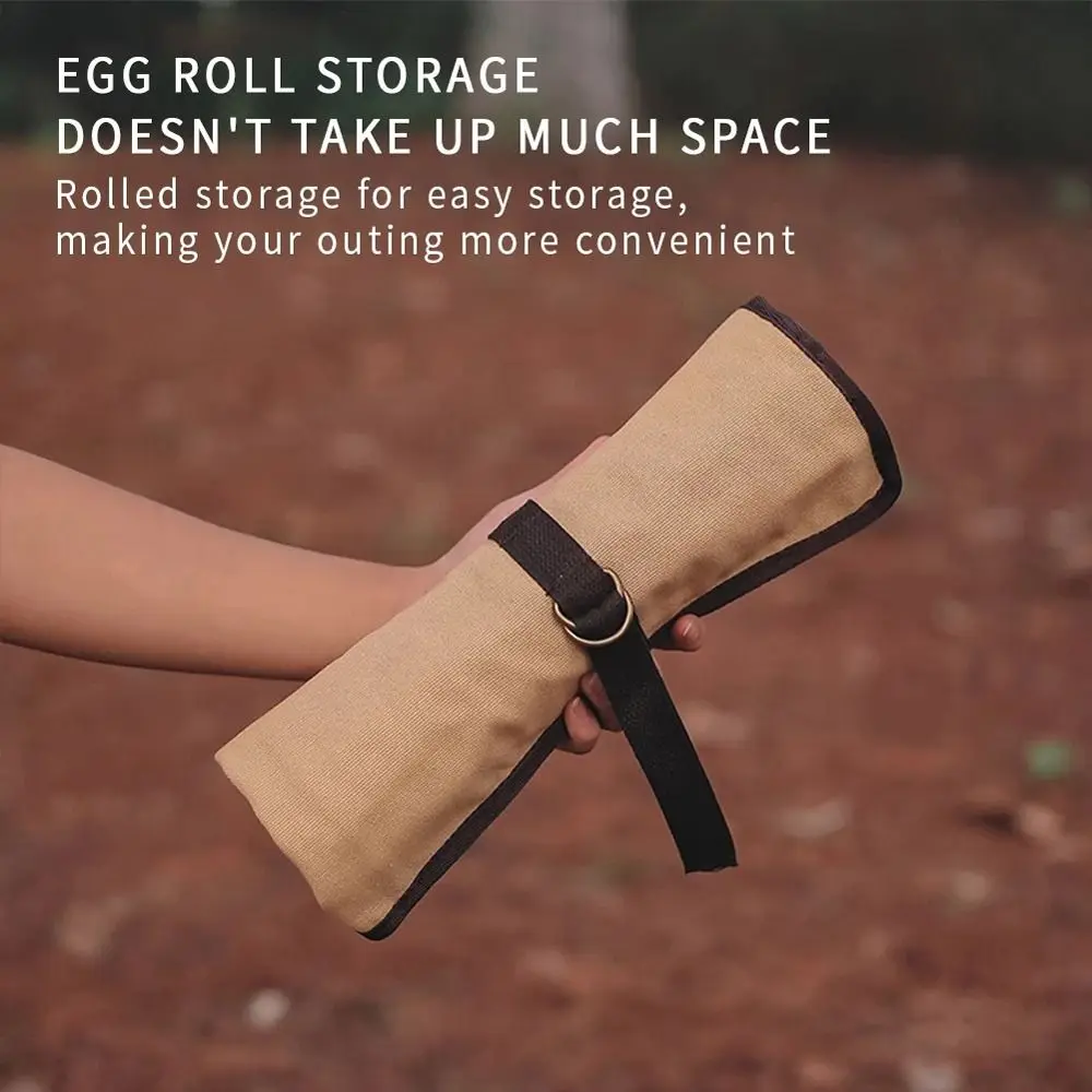 Bolsa plegable de viaje para vajilla, organizador de utensilios de cocina con múltiples bolsillos, enrollable - imagen 3