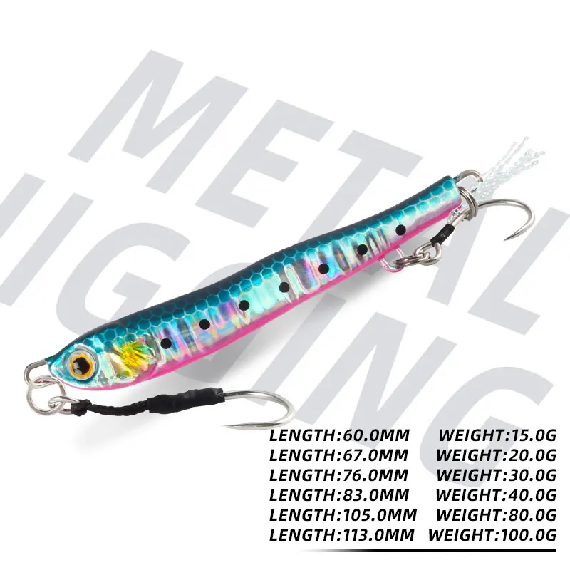 Señuelos de plantillas Magic Works, 15g, 20g, 30g, 40g, 80g, 100g, productos de pesca con plantilla de Metal, señuelo de trucha para equipo de pesca de mar, cebos de perca, Lucio - imagen 4