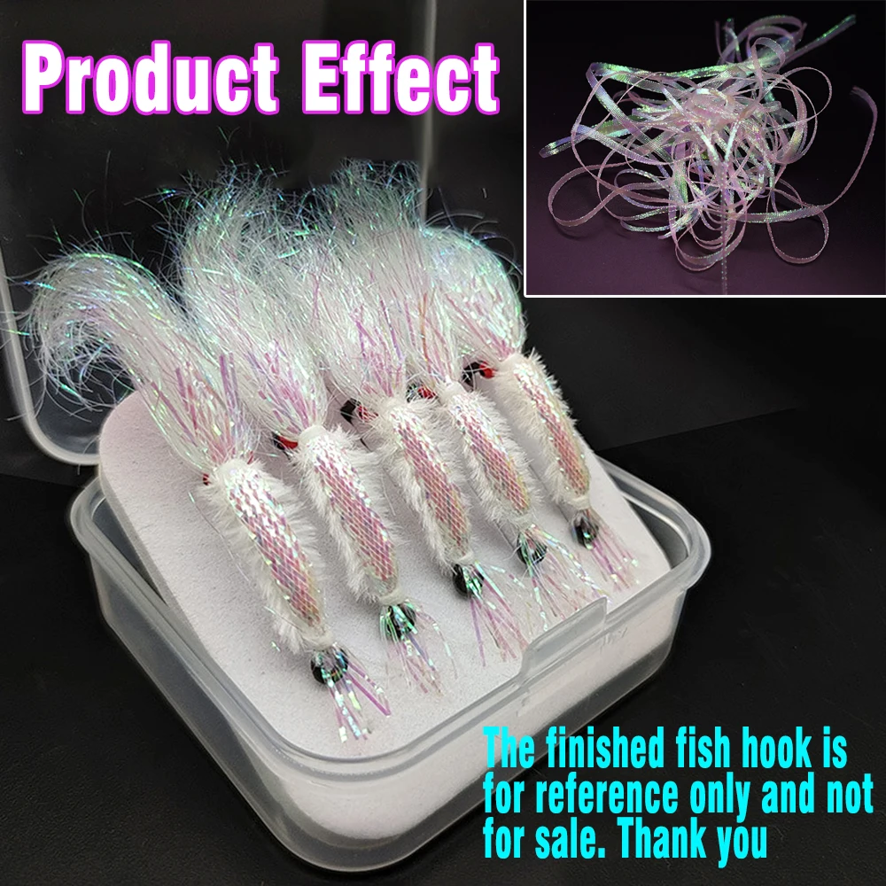 2M perla de hielo trenzada 3/5mm trenza de diamante plano encaje brillo espalda de camarones Material de atado de moscas trenzado nacarado - imagen 5