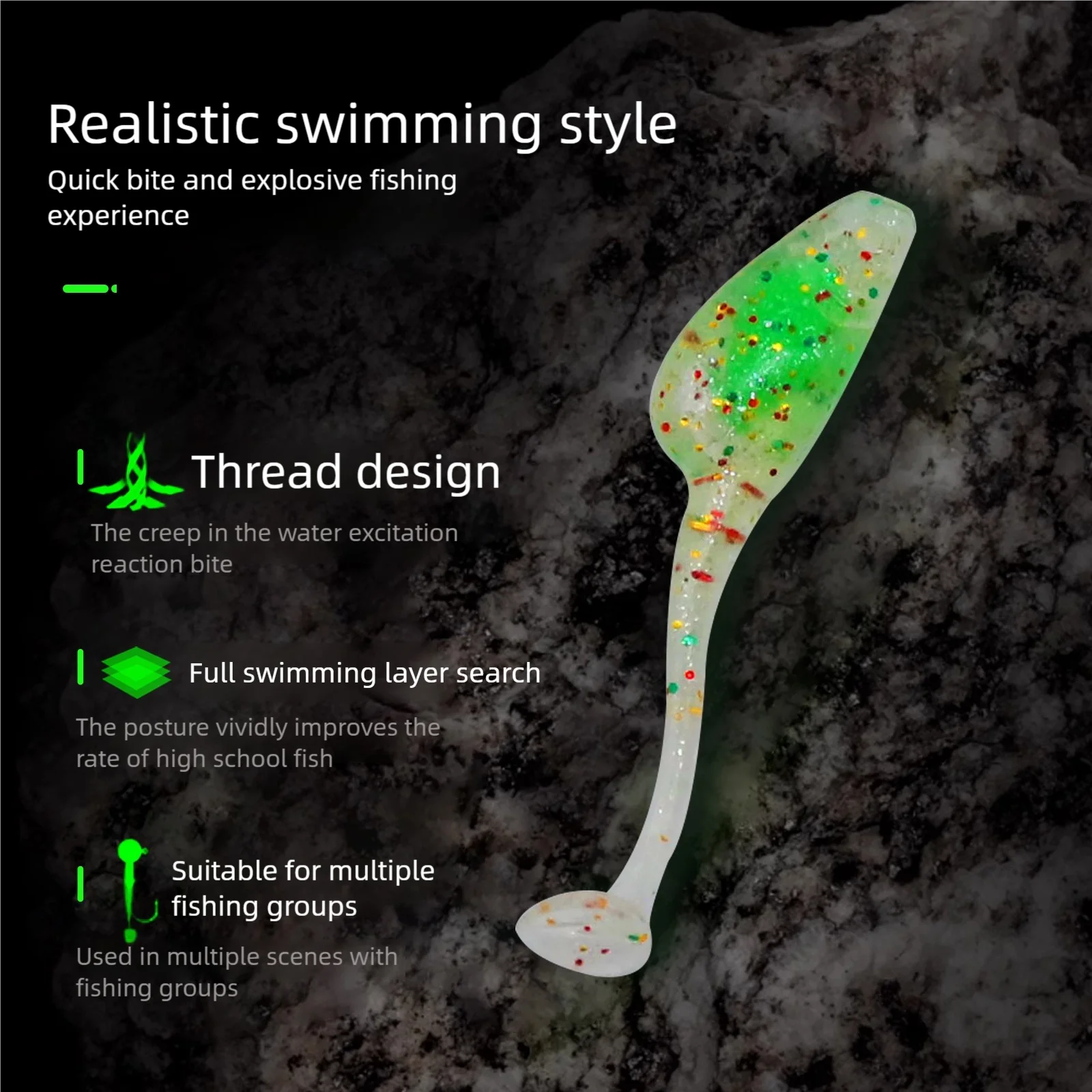 9KM 20 piezas cebos de silicona con cola en T Señuelos de Pesca blandos 4,8 cm señuelo de plástico suave colorido cebo Artificial pesca de lubina para agua salada - imagen 2