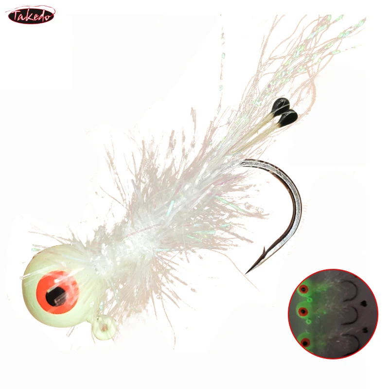 TAKEDO 5 unids/caja 2G 5G 10G anzuelos luminosos camarones cebos artificiales pesca con mosca plantilla de goma señuelo de pesca con mosca pesca en hielo trucha - imagen 5