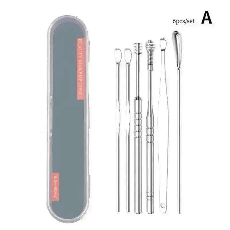 6/7/8 unids/set recolectores de cera de los oídos limpiador de oídos cuchara limpieza de acero inoxidable removedor de cera cureta limpiador de oídos cuidado de los oídos - imagen 3