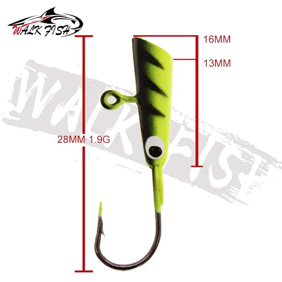 WALK FISH-señuelo de pesca en hielo, 5 unidades/lote, 28mm, 1,9g, Mini plomo, anzuelo de pesca de invierno, aparejos para lubina, carpa, gusano, cebo de Metal, plantilla de hielo - imagen 5