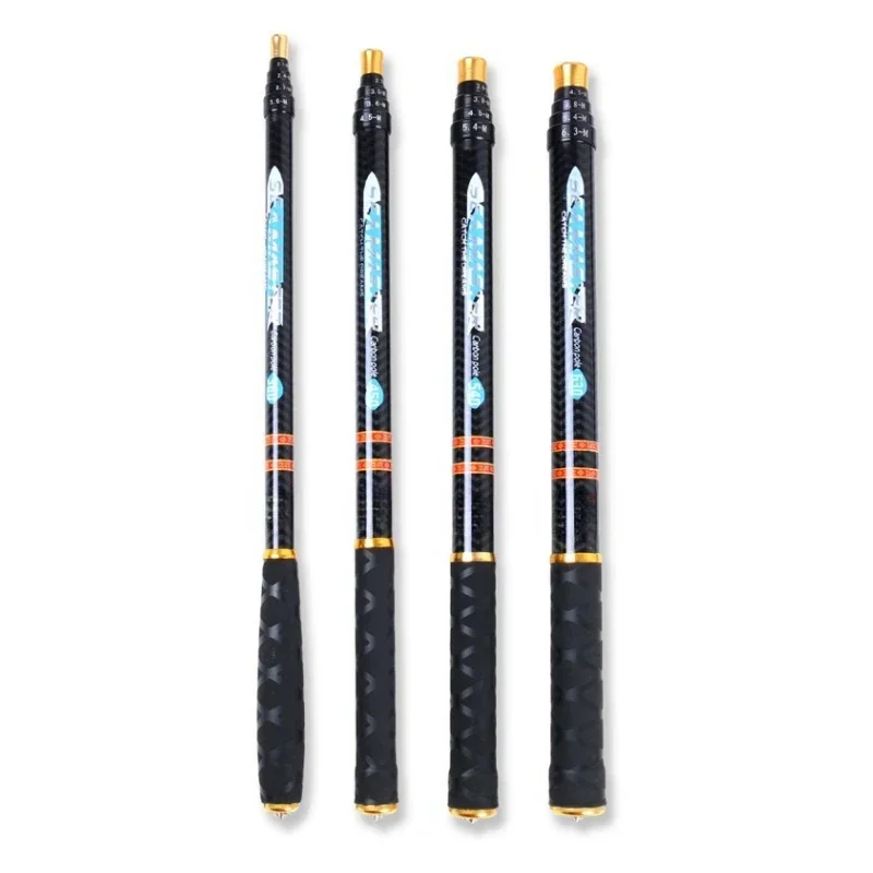 Caña de pescar telescópica, accesorio de viaje portátil, de fibra de carbono, para Carpa, Trucha, 3,6-6,3 M - imagen 2