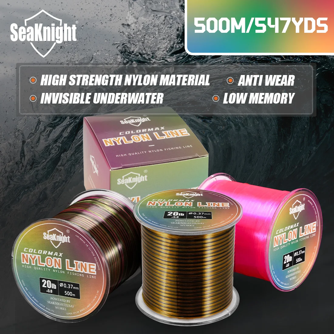 Línea de nailon rosa invisible moteado 500M 1.0 # -8.0 #   Línea de camuflaje de 35LB/15,88 KG, línea de carpa suave y fuerte, línea de pesca de mar de camuflaje - imagen 4