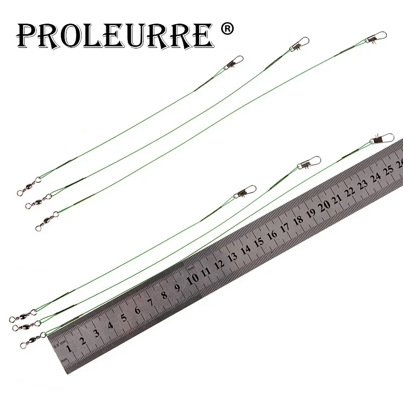 20 Uds. Línea de pesca de acero antimordida líder de alambre de acero con accesorio de pesca giratorio 15cm 20cm 25cm correa de núcleo de plomo alambre de pesca - imagen 4