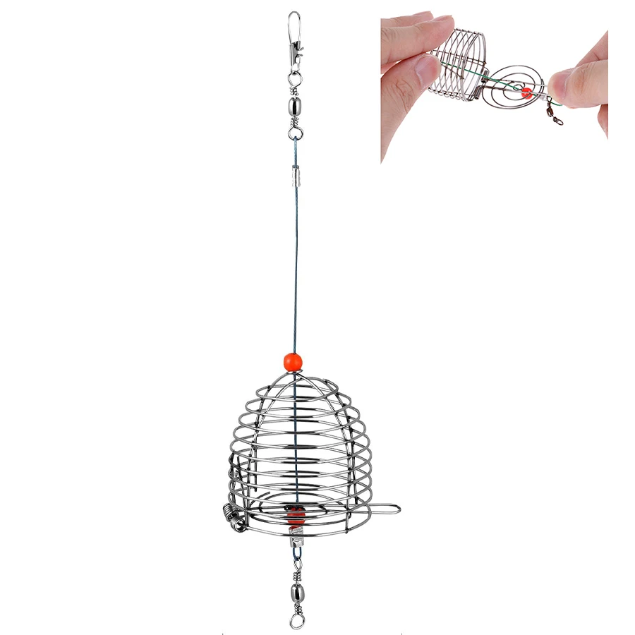 Jaula trampa para señuelos y cebo de acero inoxidable en pesca - imagen 3