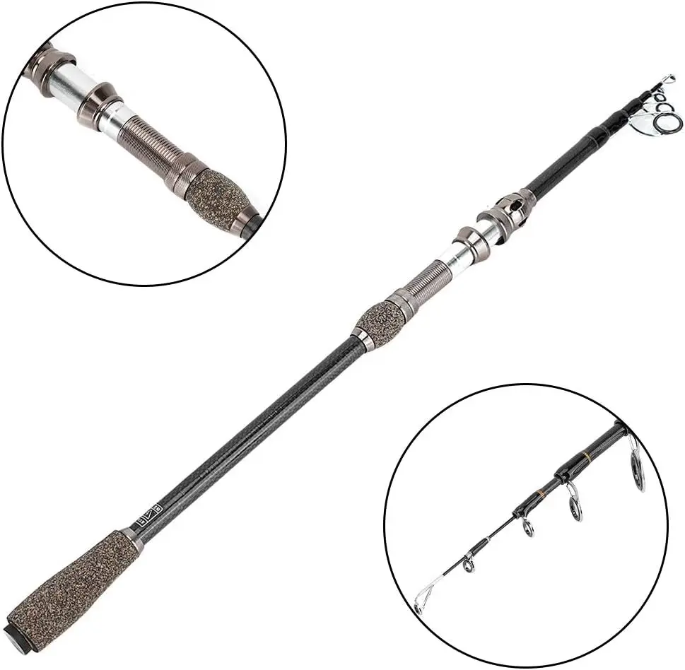 Señuelo telescópico ultraligero, caña de pescar de fundición giratoria de carbono, peso de 5-20g, 1,8/2,1/2,4 m - imagen 3
