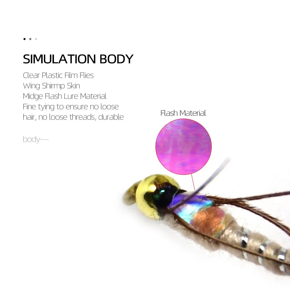 MNFT 10 Uds cabeza de cuentas doradas anzuelos con mosca película de arco iris pesca con mosca cebo de pesca con mosca Artificial al aire libre - imagen 3